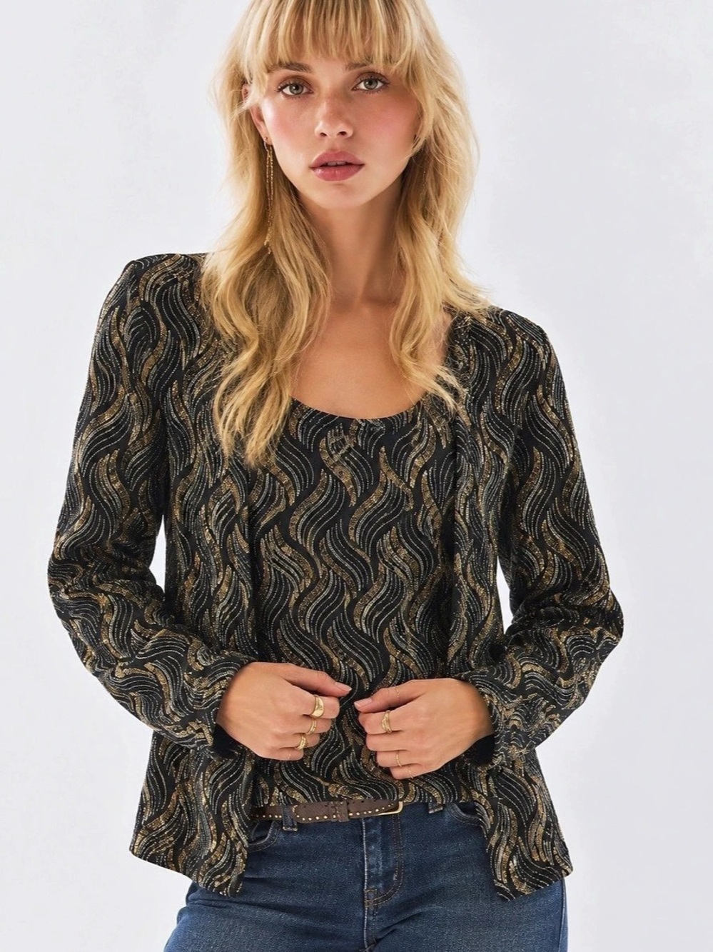 482. Laura Abstract Gold Wave Set (tank & jacket) Size Medium Like New